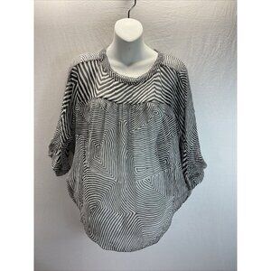 Isabel Marant Etoile Black Striped sheer 3/4 sleeve silk top Blouse sz 42 us MED